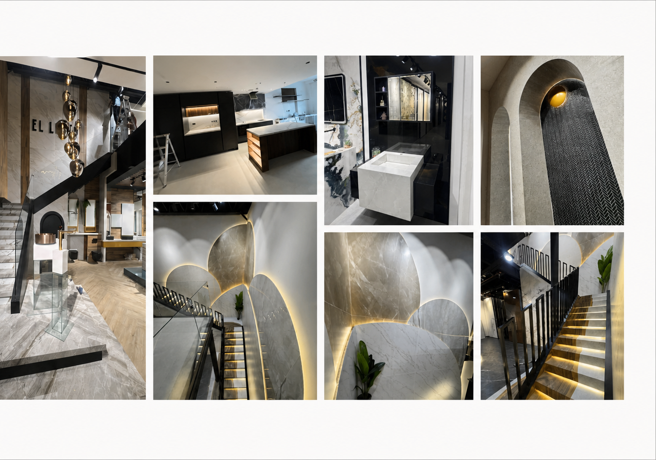 Showroom interior fitout with stone and marble finish, UAE